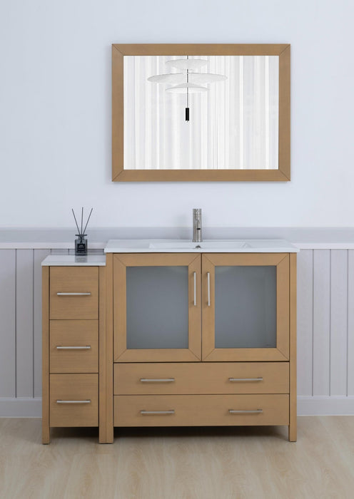 Brescia 48" Single Sink Modern Bathroom Vanity Set, 1 Shelf 5 Drawers Ceramic Top and Bathroom Cabinet with Free Mirror - HomeBeyond