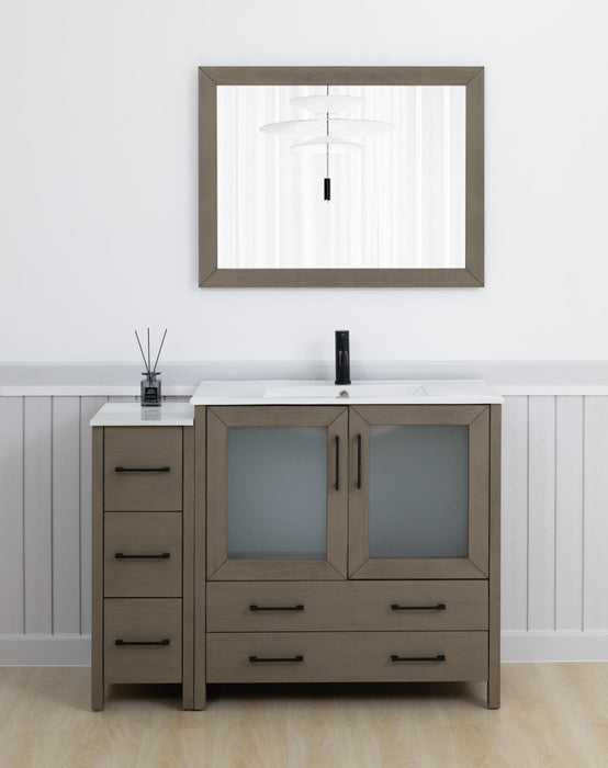 Brescia 48" Single Sink Modern Bathroom Vanity Set, 1 Shelf 5 Drawers Ceramic Top and Bathroom Cabinet with Free Mirror - HomeBeyond