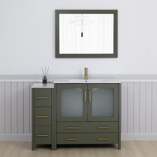 Brescia 48" Single Sink Modern Bathroom Vanity Set, 1 Shelf 5 Drawers Ceramic Top and Bathroom Cabinet with Free Mirror - HomeBeyond