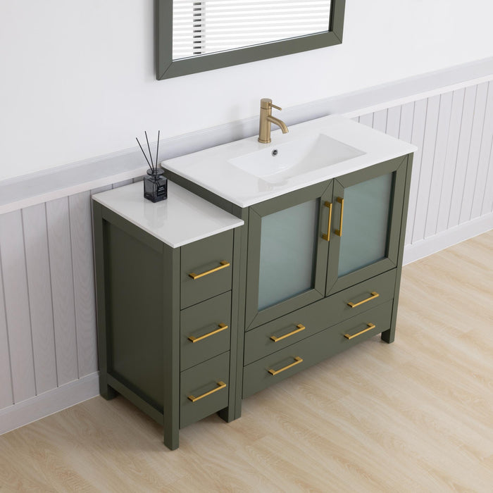 Brescia 48" Single Sink Modern Bathroom Vanity Set, 1 Shelf 5 Drawers Ceramic Top and Bathroom Cabinet with Free Mirror - HomeBeyond
