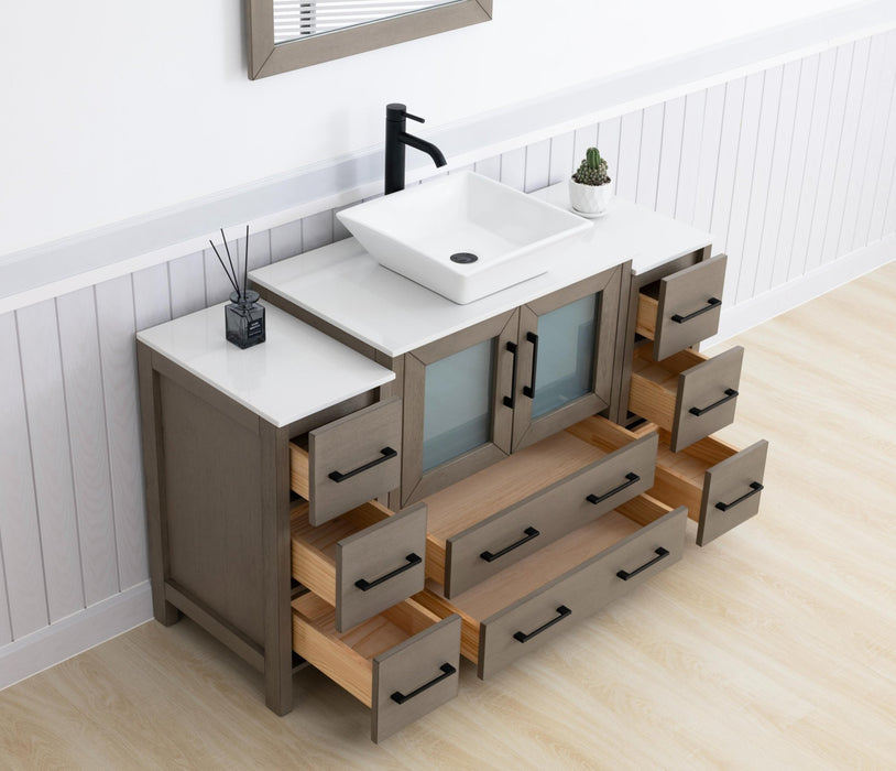 Ravenna 54" Single Sink Bathroom Vanity Combo Set, 8 Drawers 1 Shelf 3 Cabinets Engineered Marble Top with Mirror - HomeBeyond