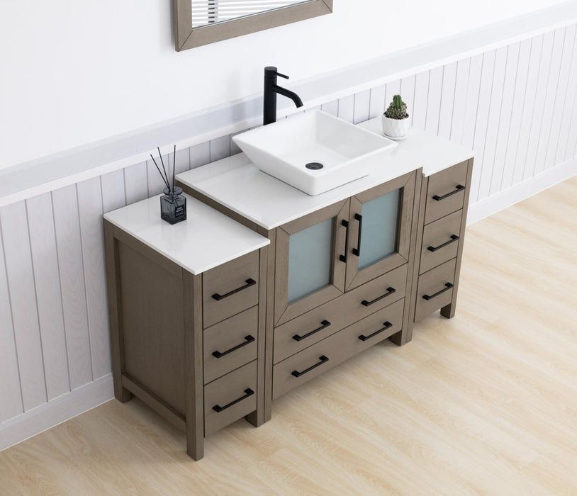 Ravenna 54" Single Sink Bathroom Vanity Combo Set, 8 Drawers 1 Shelf 3 Cabinets Engineered Marble Top with Mirror - HomeBeyond