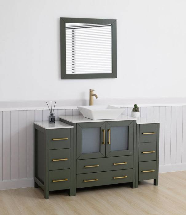 Ravenna 54" Single Sink Bathroom Vanity Combo Set, 8 Drawers 1 Shelf 3 Cabinets Engineered Marble Top with Mirror - HomeBeyond