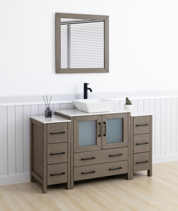 Ravenna 54" Single Sink Bathroom Vanity Combo Set, 8 Drawers 1 Shelf 3 Cabinets Engineered Marble Top with Mirror - HomeBeyond