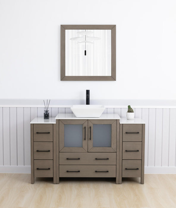 Ravenna 54" Single Sink Bathroom Vanity Combo Set, 8 Drawers 1 Shelf 3 Cabinets Engineered Marble Top with Mirror - HomeBeyond