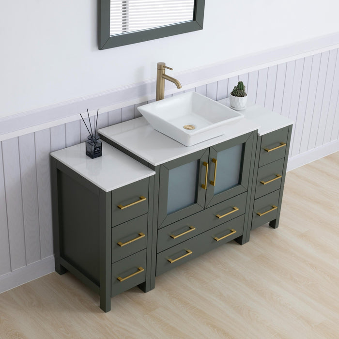 Ravenna 54" Single Sink Bathroom Vanity Combo Set, 8 Drawers 1 Shelf 3 Cabinets Engineered Marble Top with Mirror - HomeBeyond