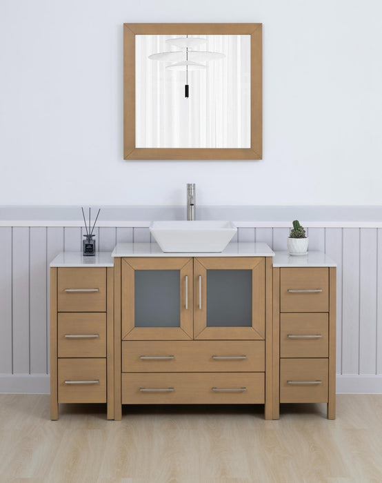 Ravenna 54" Single Sink Bathroom Vanity Combo Set, 8 Drawers 1 Shelf 3 Cabinets Engineered Marble Top with Mirror - HomeBeyond