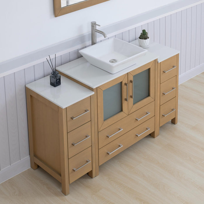 Ravenna 54" Single Sink Bathroom Vanity Combo Set, 8 Drawers 1 Shelf 3 Cabinets Engineered Marble Top with Mirror - HomeBeyond