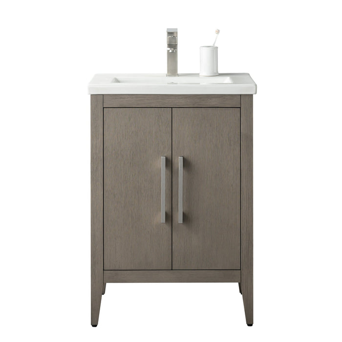 24" Single Sink Bathroom Vanity Cabinet with Ceramic Top - HomeBeyond