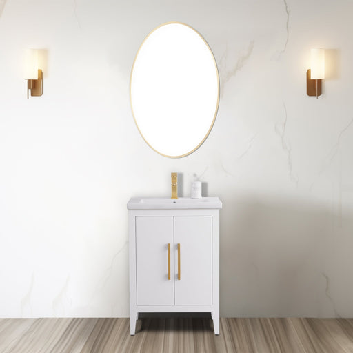 24" Single Sink Bathroom Vanity Cabinet with Ceramic Top - HomeBeyond