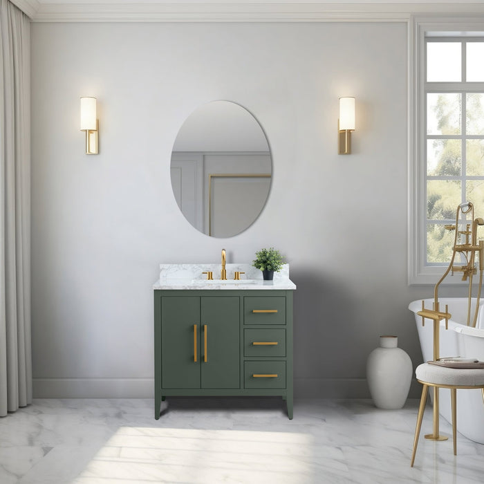36β Single Sink Bathroom Vanity Cabinet with Engineered Marble Top - HomeBeyond