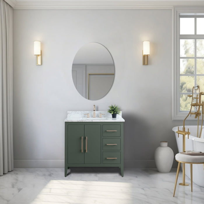 36β Single Sink Bathroom Vanity Cabinet with Engineered Marble Top - HomeBeyond