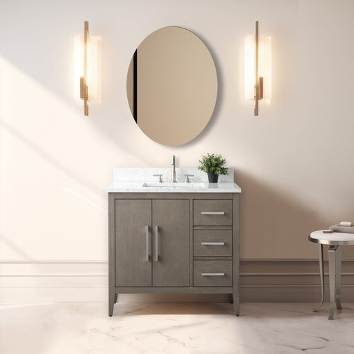 36” Single Sink Bathroom Vanity Cabinet with Engineered Marble Top - HomeBeyond