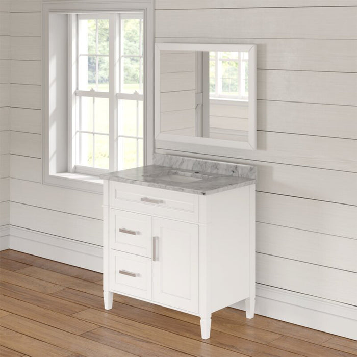 36" Single Sink Bathroom Vanity Set Carrara Marble Stone Top - HomeBeyond