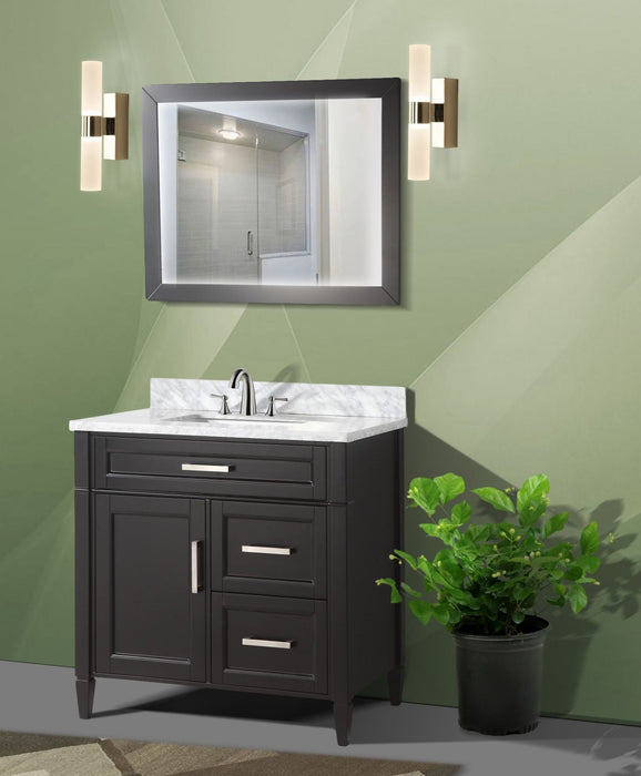 36" Single Sink Bathroom Vanity Set Carrara Marble Stone Top - HomeBeyond