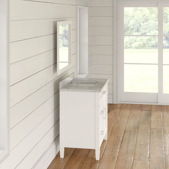 36" Single Sink Bathroom Vanity Set Carrara Marble Stone Top - HomeBeyond