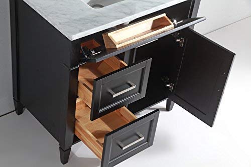 36" Single Sink Bathroom Vanity Set Carrara Marble Stone Top - HomeBeyond