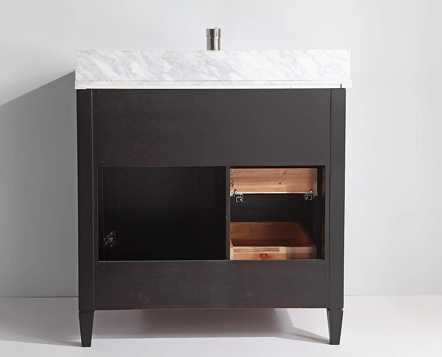 36" Single Sink Bathroom Vanity Set Carrara Marble Stone Top - HomeBeyond