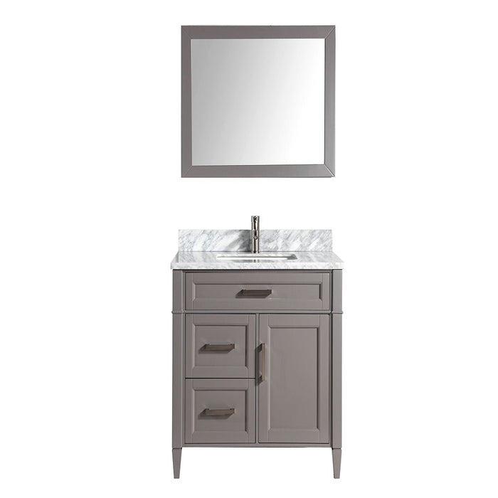 36" Single Sink Bathroom Vanity Set Carrara Marble Stone Top - HomeBeyond