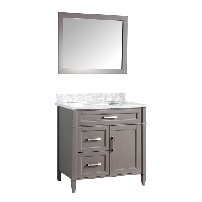 36" Single Sink Bathroom Vanity Set Carrara Marble Stone Top - HomeBeyond