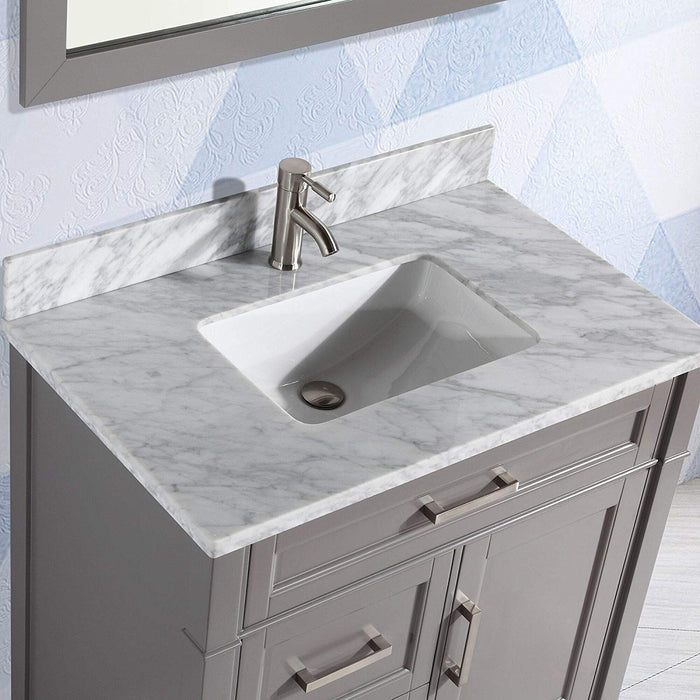 36" Single Sink Bathroom Vanity Set Carrara Marble Stone Top - HomeBeyond