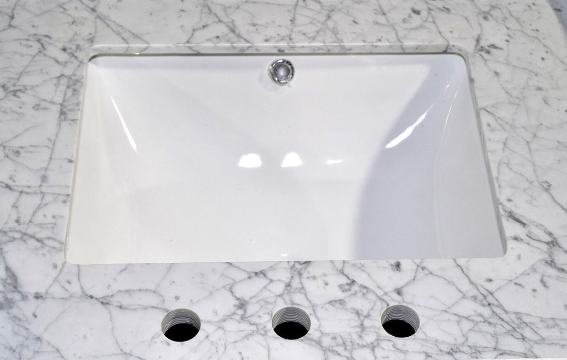 Savona 48" Single Sink Bathroom Vanity Set Carrara Marble Stone Top, 7 Dove-Tailed Drawers 1 Shelf Soft Closing Doors Undermount Sink with Free Mirror