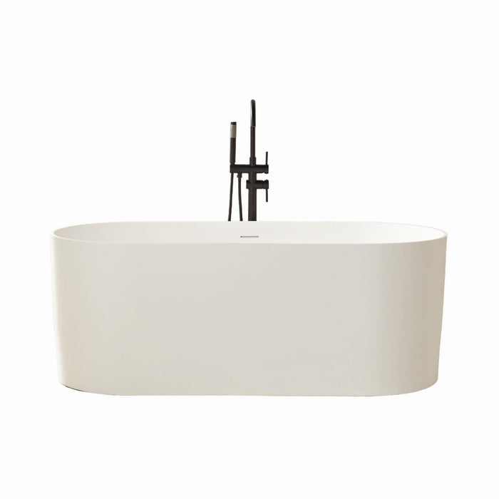 59" or 67β Stone Resin Ergonomic Shape Freestanding Bathtub, with Overflow and Pop Up Drain - HomeBeyond