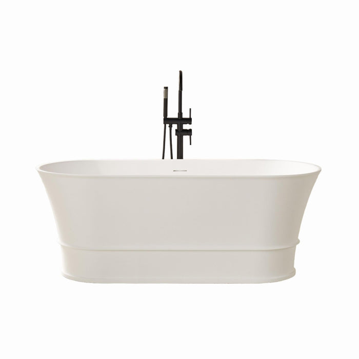 59" or 67β Stone Resin Oval Shape Freestanding Bathtub, with Overflow and Pop Up Drain - HomeBeyond