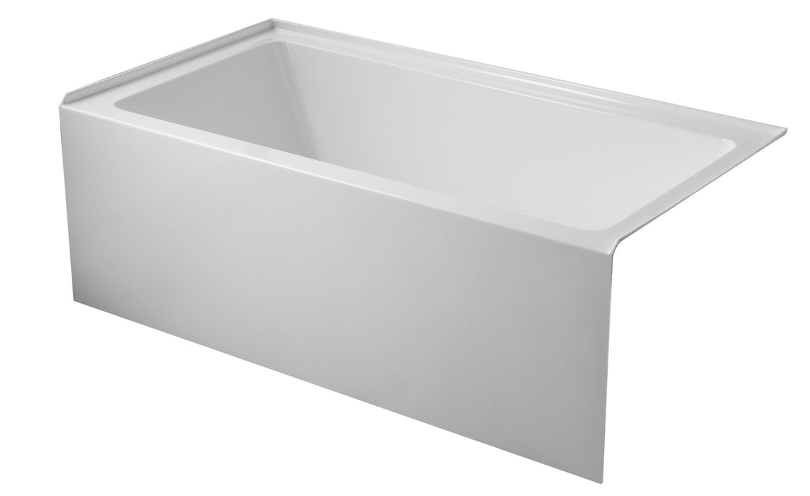 60" or 54" or 48" Alcove Soaking Acrylic Bathtub with 3 Side Tiling Flange - HomeBeyond