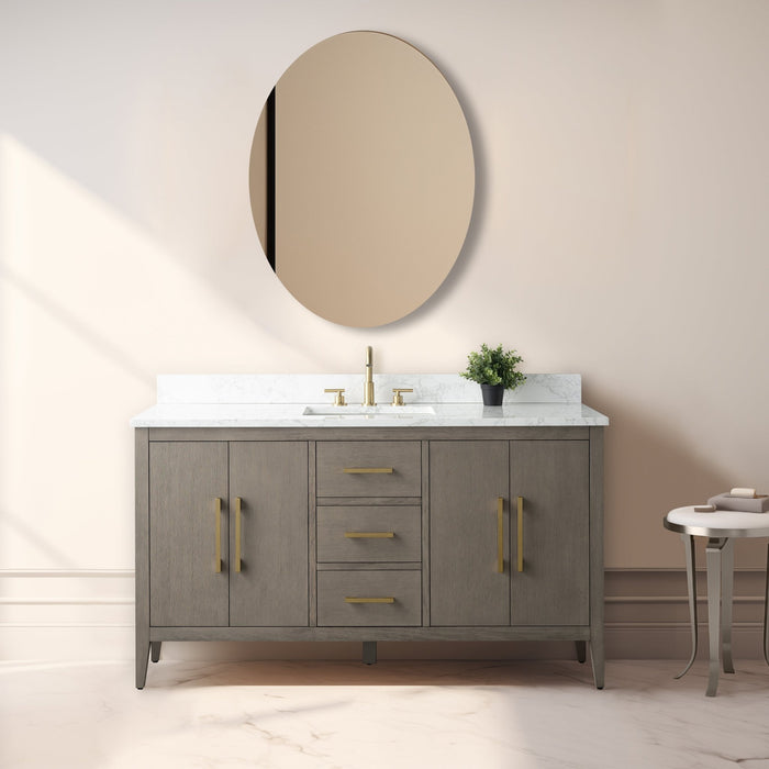 60β Single Sink Bathroom Vanity Cabinet with Engineered Marble Top - HomeBeyond