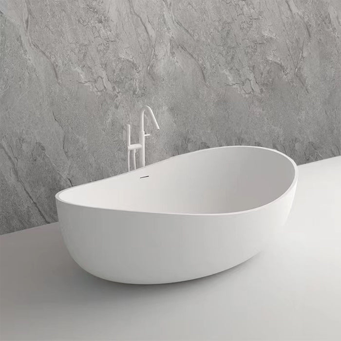 63β X 37β White Stone Freestanding Bathtub - HomeBeyond