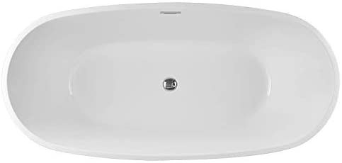 67" or 59" Freestanding White Acrylic Bathtub UPC Certified Modern Stand Alone Soaking Tub - HomeBeyond