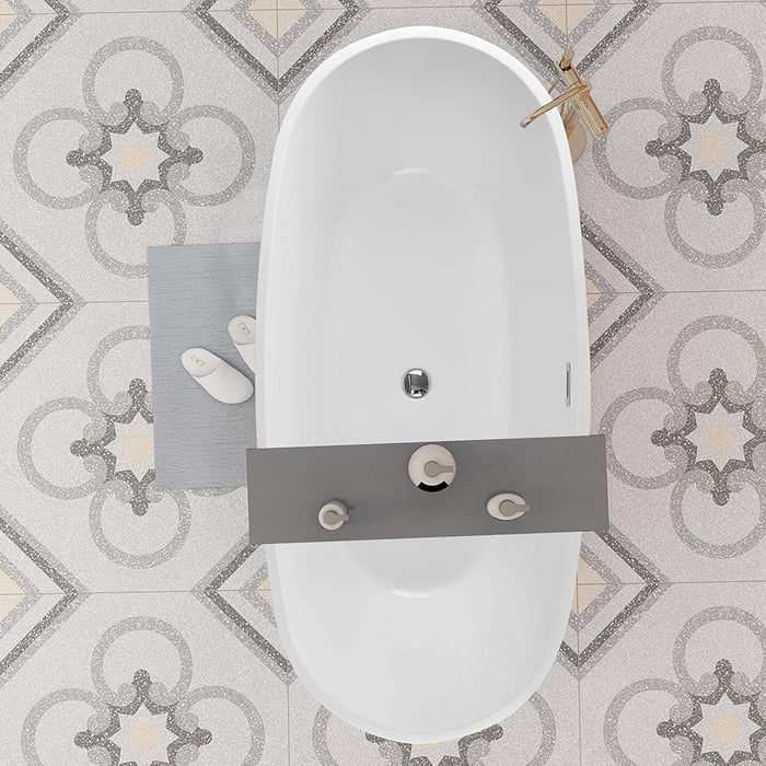 67" or 59" Freestanding White Acrylic Bathtub UPC Certified Modern Stand Alone Soaking Tub - HomeBeyond