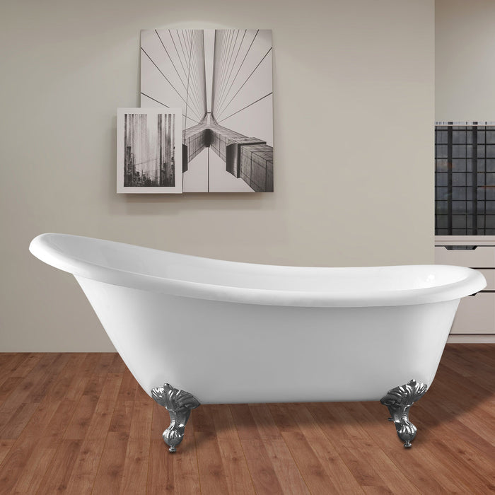 67" x 30" Freestanding Acrylic Bathtub Modern Stand Alone Soaking Tub - HomeBeyond
