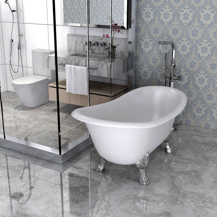 67" x 30" Freestanding Acrylic Bathtub Modern Stand Alone Soaking Tub - HomeBeyond