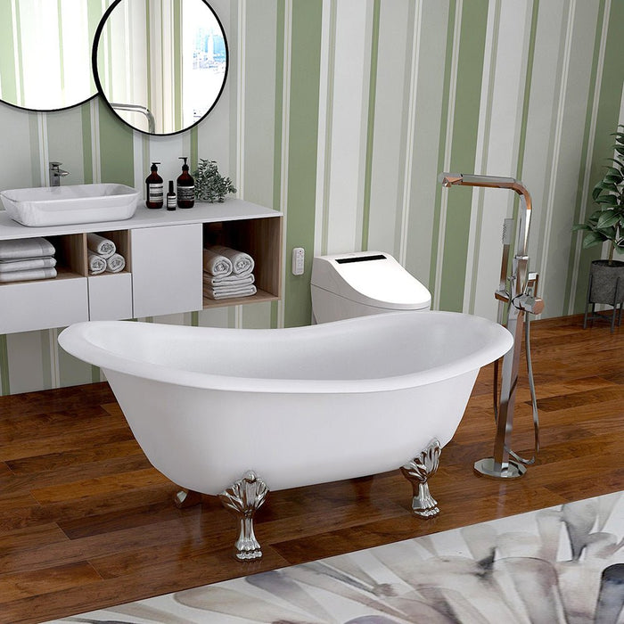 67" x 30" Freestanding Acrylic Bathtub Modern Stand Alone Soaking Tub - HomeBeyond