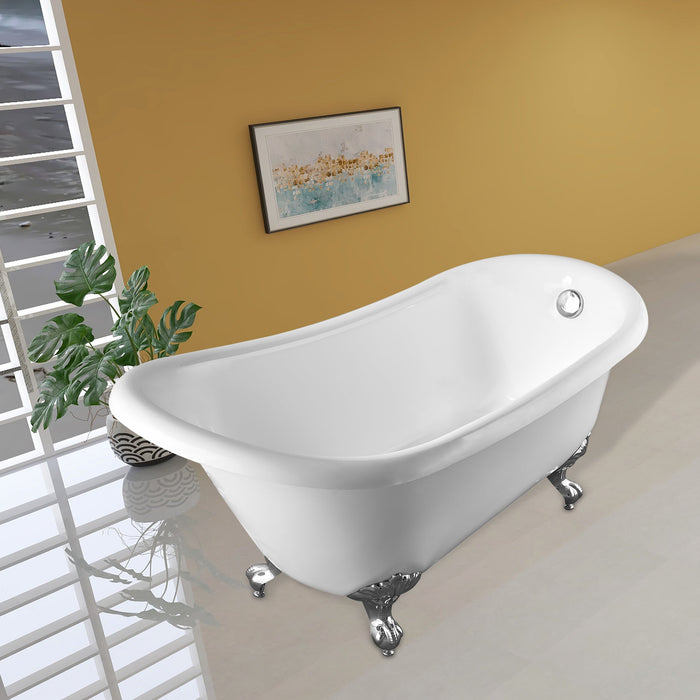 67" x 30" Freestanding Acrylic Bathtub Modern Stand Alone Soaking Tub - HomeBeyond