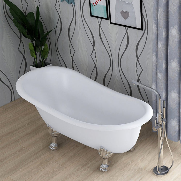 67" x 30" Freestanding Acrylic Bathtub Modern Stand Alone Soaking Tub - HomeBeyond