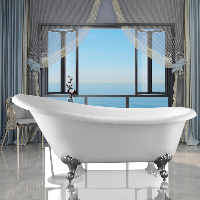 67" x 30" Freestanding Acrylic Bathtub Modern Stand Alone Soaking Tub - HomeBeyond