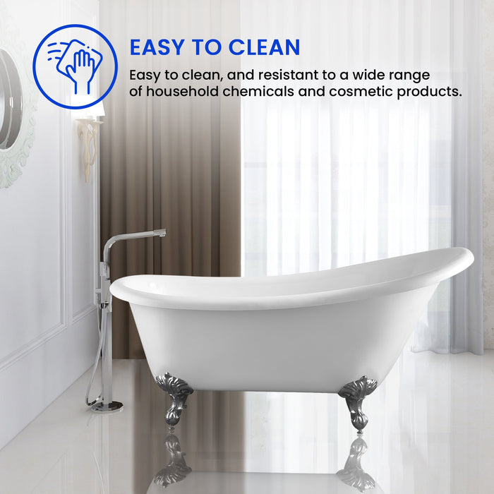 67" x 30" Freestanding Acrylic Bathtub Modern Stand Alone Soaking Tub - HomeBeyond