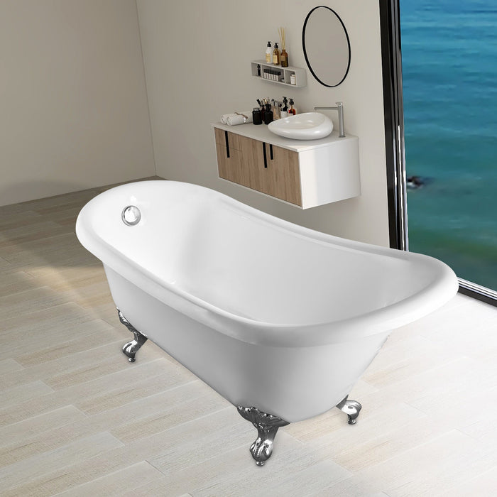 67" x 30" Freestanding Acrylic Bathtub Modern Stand Alone Soaking Tub - HomeBeyond