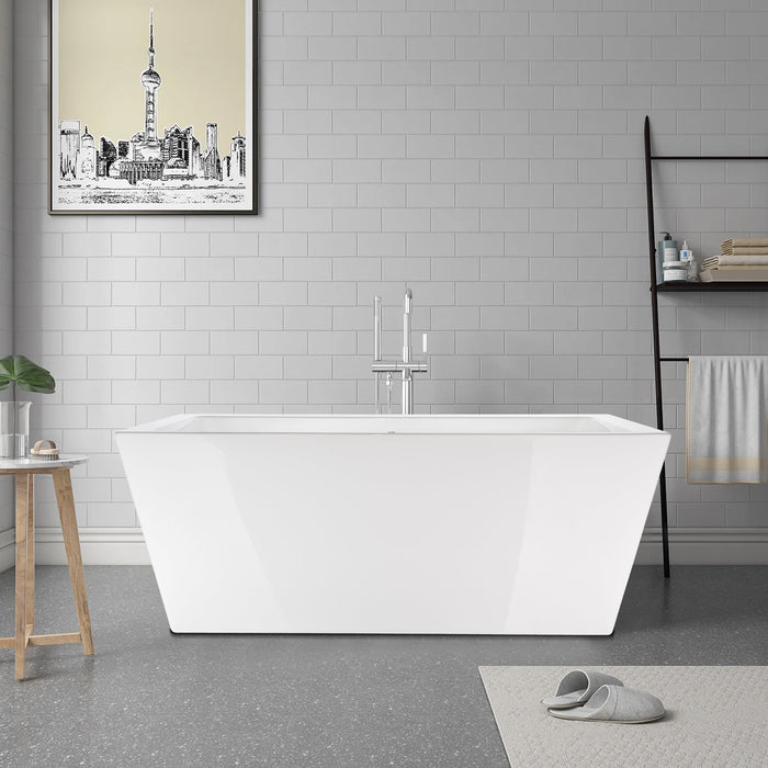 67" X 31" White Acrylic Freestanding Bathtub with Air Bubble System - HomeBeyond