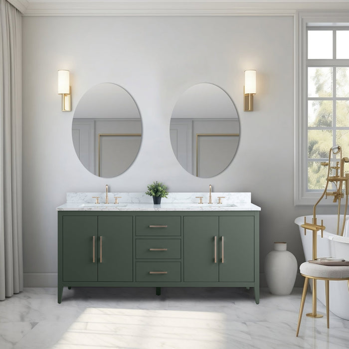 72β Double Sink Bathroom Vanity Cabinet with Engineered Marble Top - HomeBeyond