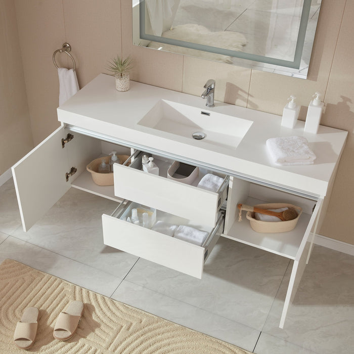 Annecy 60" Single Sink Wall-Mounted Bathroom Vanity Set - HomeBeyond