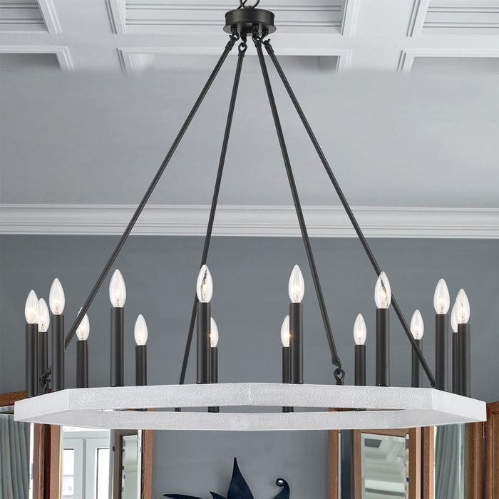 Farmhouse Vintage 16 Lights Wagon Wheel Chandelier Lighting - HomeBeyond