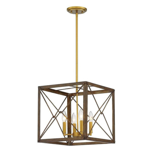 Farmhouse Vintage 4 Lights Cage Pendant Chandelier Lighting Ceiling Light Fixture - HomeBeyond