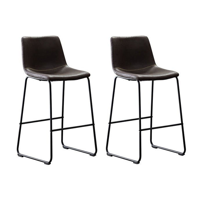 HomeBeyond Set of 2 Pcs Synthetic Leather Upholstered Barstools Armless Dining Chairs with Metal Legs UC-13H - HomeBeyond