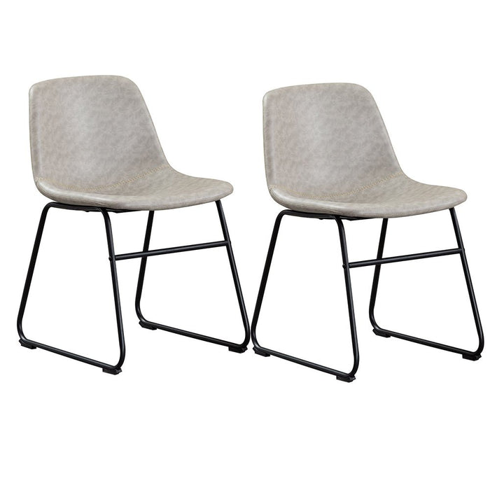 HomeBeyond Set of 2 Pcs Synthetic Leather Upholstered Dining Chairs Armless with Metal Legs UC-13 - HomeBeyond