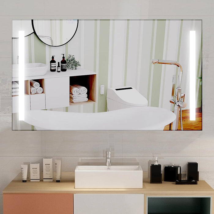 Large LED Lighted Bathroom Vanity Wall Mirror with Rock Switch - HomeBeyond
