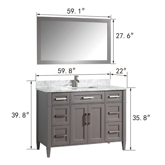 Savona 60" Single Sink Bathroom Vanity Set Carrara Marble Stone Top - HomeBeyond